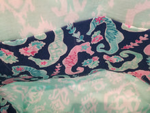 Medium Tote bag - Seahorses/mint print