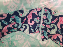 Large Tote bag - Seahorses/mint print