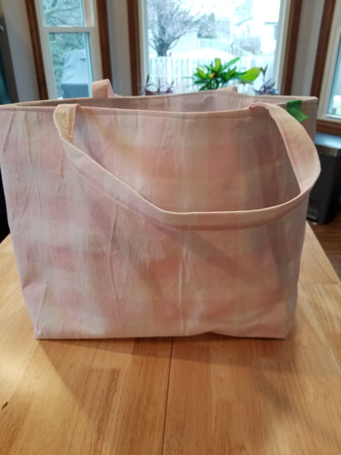 Medium Tote bag - Pink plaid/gray plaid