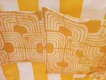 Large Tote bag - Yellow geometric/yellow stripe inside