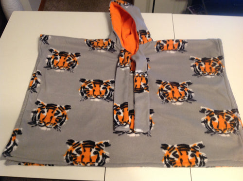 Poncho - Small, Tiger orange and grey/ orange inside