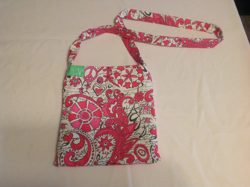 Sale - Cross-body purse, pink peace/pink inside