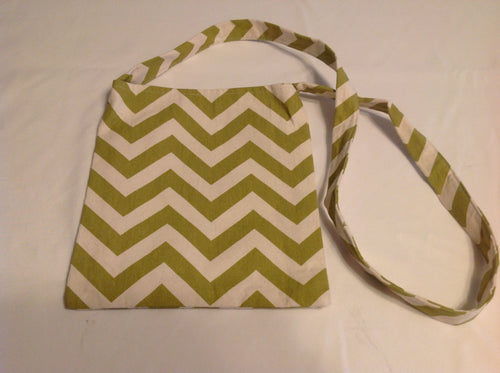 Sale - Crossbody purse, green chevron/green inside