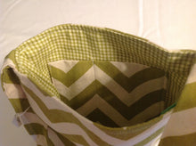 Sale - Crossbody purse, green chevron/green inside