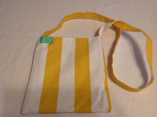 Sale - Cross-body purse, yellow stripe/yellow chevron inside