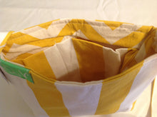 Sale - Cross-body purse, yellow stripe/yellow chevron inside