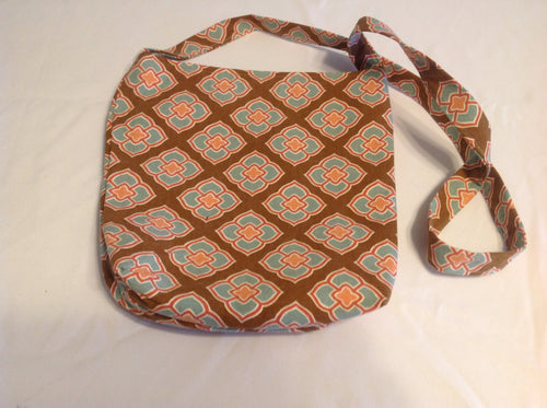 Sale - Small purse, brown geometric/brown cross-body strap