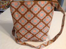 Sale - Small purse, brown geometric/brown cross-body strap