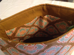 Sale - Small purse, brown geometric/brown cross-body strap