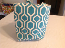 Sale - Small purse, teal geometric/bird inside, regular strap